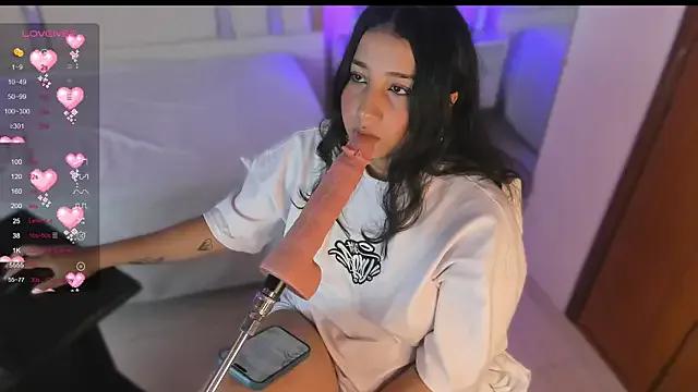 StripChat Miliaangeles is Freechat Miliaangeles — Messy saliva on dildo